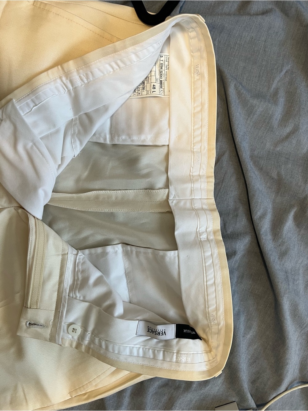 Versace Men's Cream-White Dress Trousers